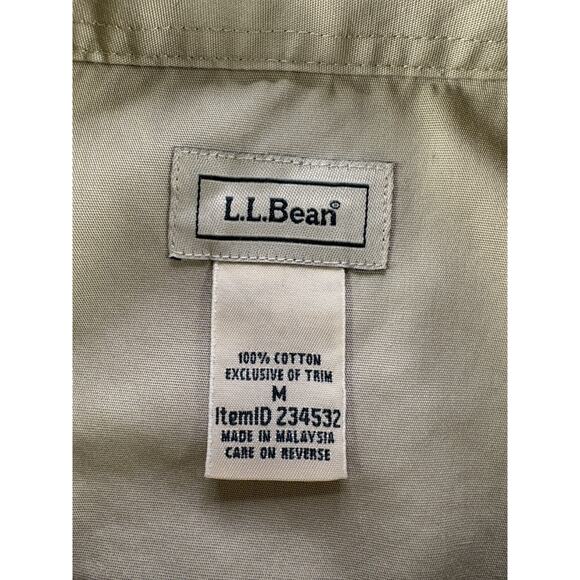 LL Bean Shirt Womens XL Khaki Button Front Epaulet Utility Safari Field VTG - Picture 7 of 8